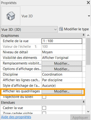 Affichage plan de reference 3D_Proprietes Revit 2022